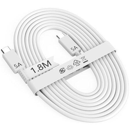 USB C to USB C Cable 1.8M/5A,45W for Samsung Fast Charger Cable 6FT Type C