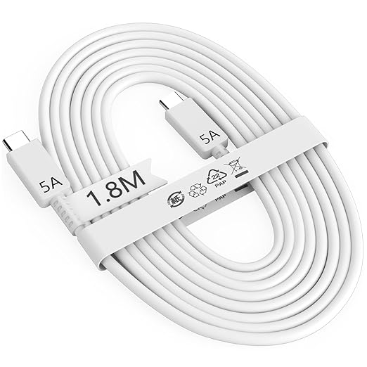 USB C to USB C Cable 1.8M/5A,45W for Samsung Fast Charger Cable 6FT Type C