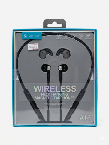 CELEBRAT A16 WIRELESS NECK HANGING MAGNETIC EARPHONES