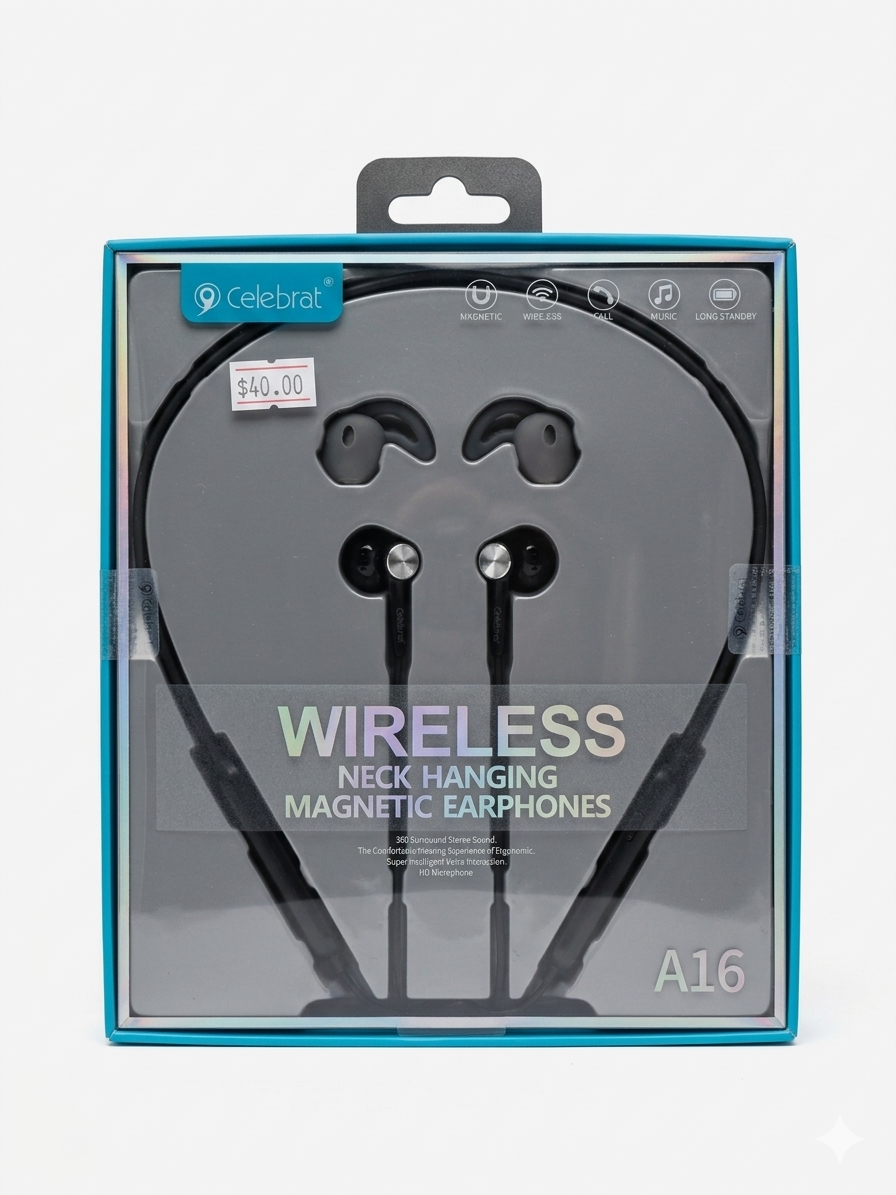 CELEBRAT A16 WIRELESS NECK HANGING MAGNETIC EARPHONES