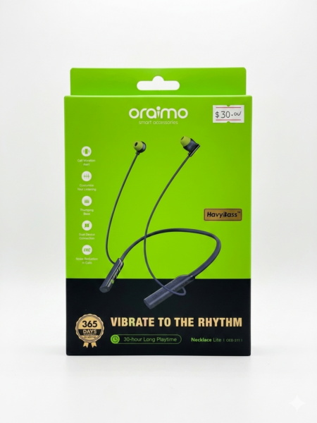Oraimo Necklite Wireless Neckband Earbuds, Wearable around Neck Headphones.